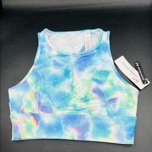 Nanette Lepore Play NWT Sports Athletic Bra Vista Blue Cross Back